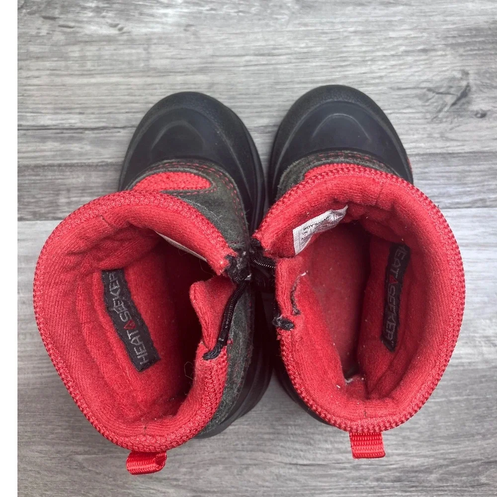 The North Face Alpenglow Toddler Boys Black Red Waterproof Winter Boots Size 7T
